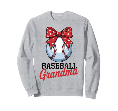 Baseball Grandma Bow Happy Mothers Sweatshirt - Trendy Graphic Men Women - T-Shirt, Sweatshirt, Hoodie