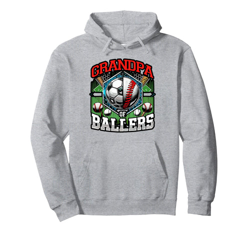 Grandpa Ballers Soccer Baseball Player Hoodie - Unique Graphic Unisex - T-Shirt, Sweatshirt, Hoodie