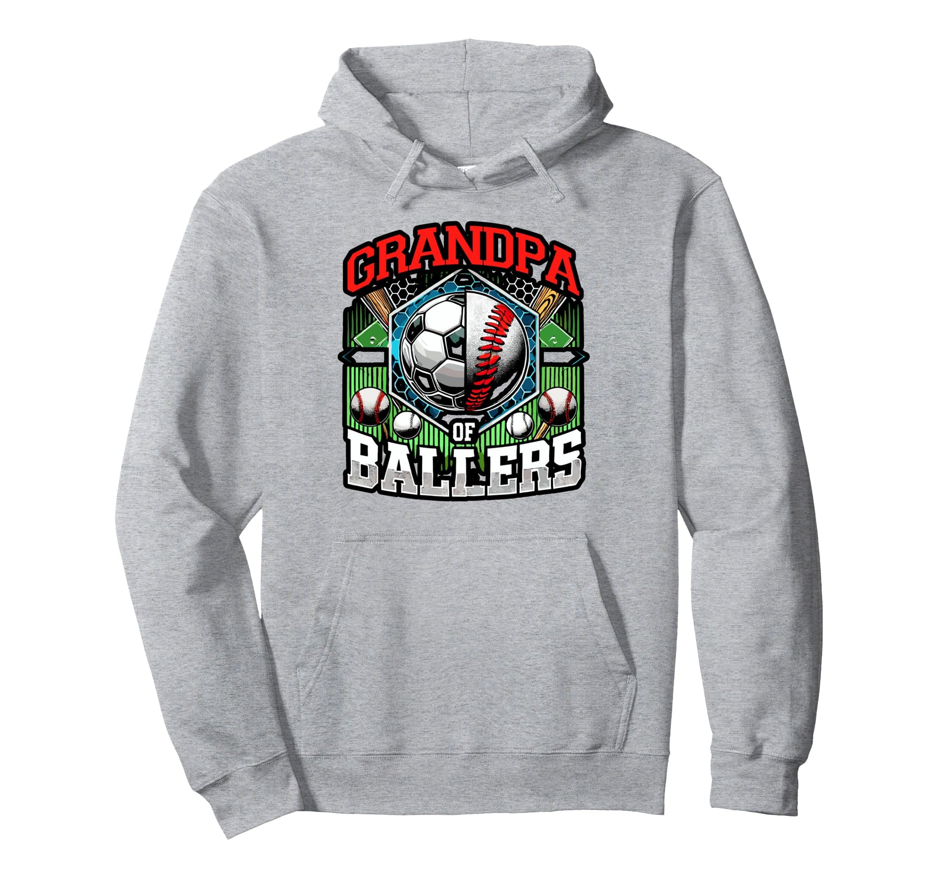 Grandpa Ballers Soccer Baseball Hoodie - Aesthetic Graphic for Adults - T-Shirt, Sweatshirt, Hoodie