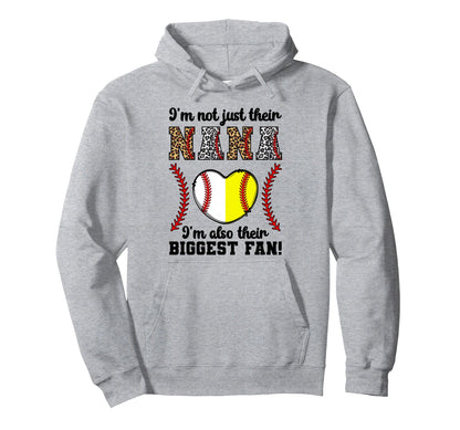 Their Biggest Fan Nana Softball Baseball Hoodie - Unique Graphic Unisex - T-Shirt, Sweatshirt, Hoodie