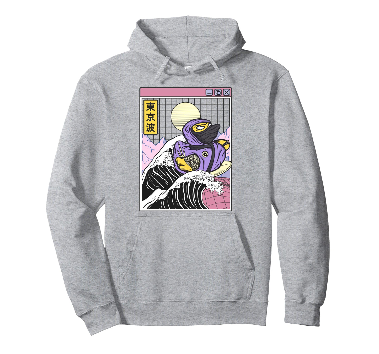Ninja Rubber Duck Surfing Kanagawa Wave Hoodie - Novelty Apparel Unisex - T-Shirt, Sweatshirt, Hoodie