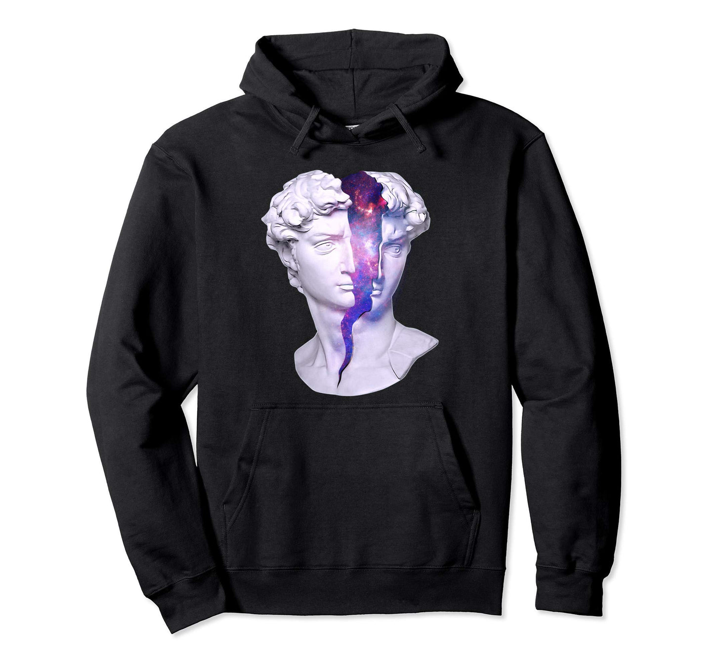 Vaporwave Statue David Bust Opens To Hoodie - Fun Novelty Design Unisex - T-Shirt, Sweatshirt, Hoodie
