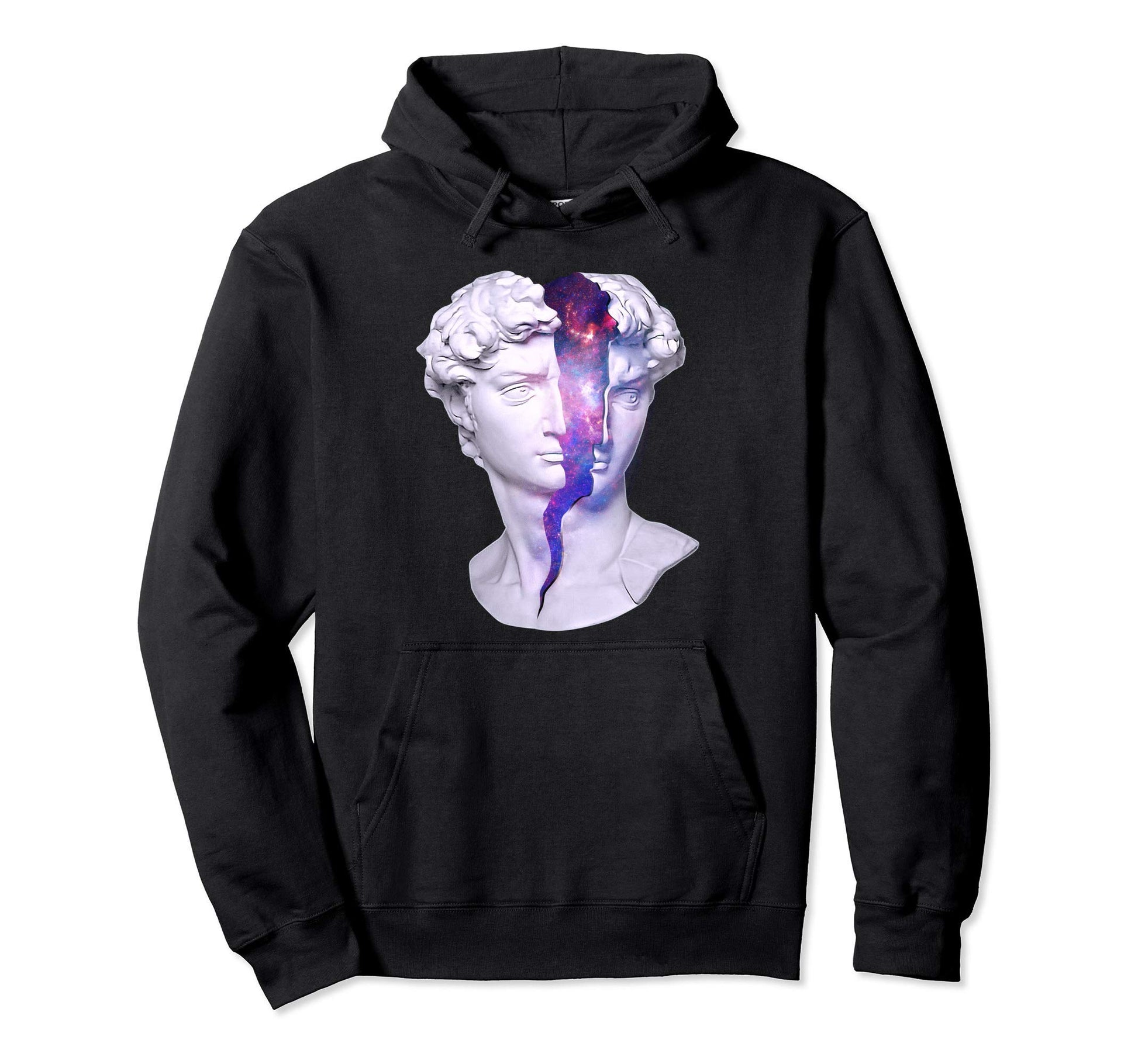 Vaporwave Statue David Bust Opens To Hoodie - Fun Novelty Design Unisex - T-Shirt, Sweatshirt, Hoodie