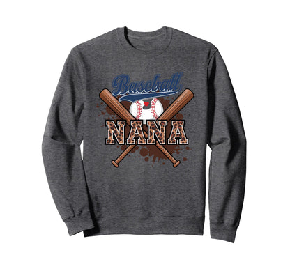 Nana Baseball Leopard Baseball Sweatshirt - Fun Novelty Design Men Women - T-Shirt, Sweatshirt, Hoodie