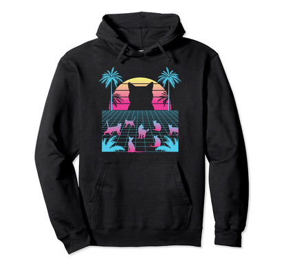 Japanese Cats Vaporwave 90S Hoodie - Fun Novelty Design for Adults - T-Shirt, Sweatshirt, Hoodie
