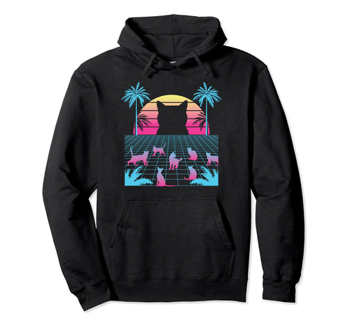 Japanese Cats Vaporwave 90S Hoodie - Fun Novelty Design for Adults - T-Shirt, Sweatshirt, Hoodie