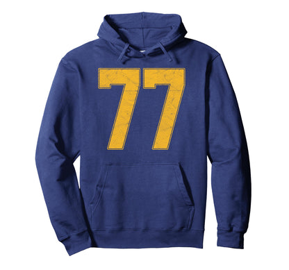 Number 77 Numbered Uniform Sports Team Hoodie - Novelty Apparel Unisex - T-Shirt, Sweatshirt, Hoodie