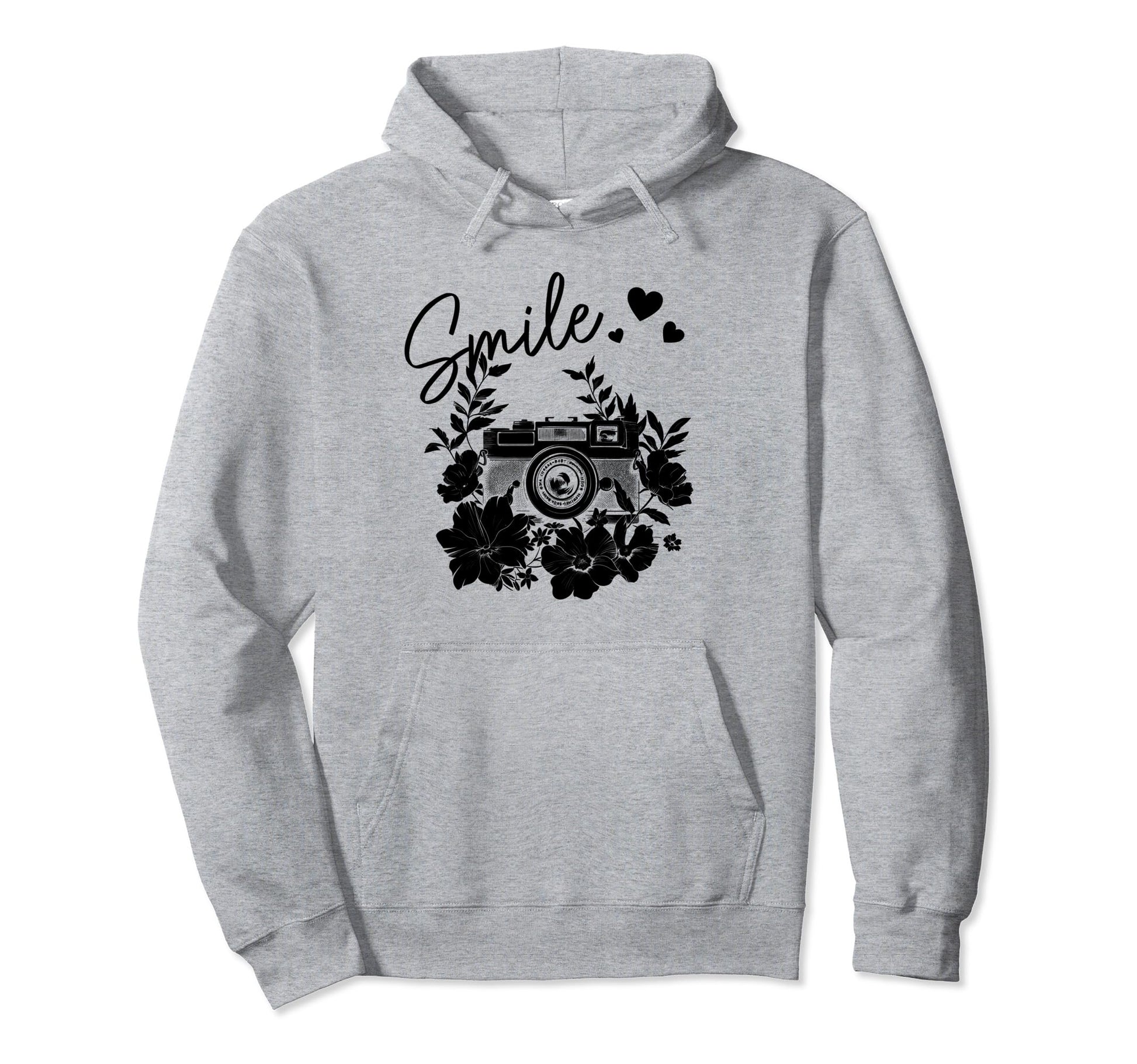 Photographer Smile Camera Flowers Hoodie - Graphic Print for Adults - T-Shirt, Sweatshirt, Hoodie