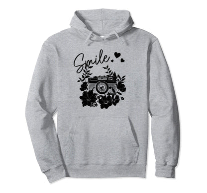Photographer Smile Camera Flowers Hoodie - Graphic Print for Adults - T-Shirt, Sweatshirt, Hoodie