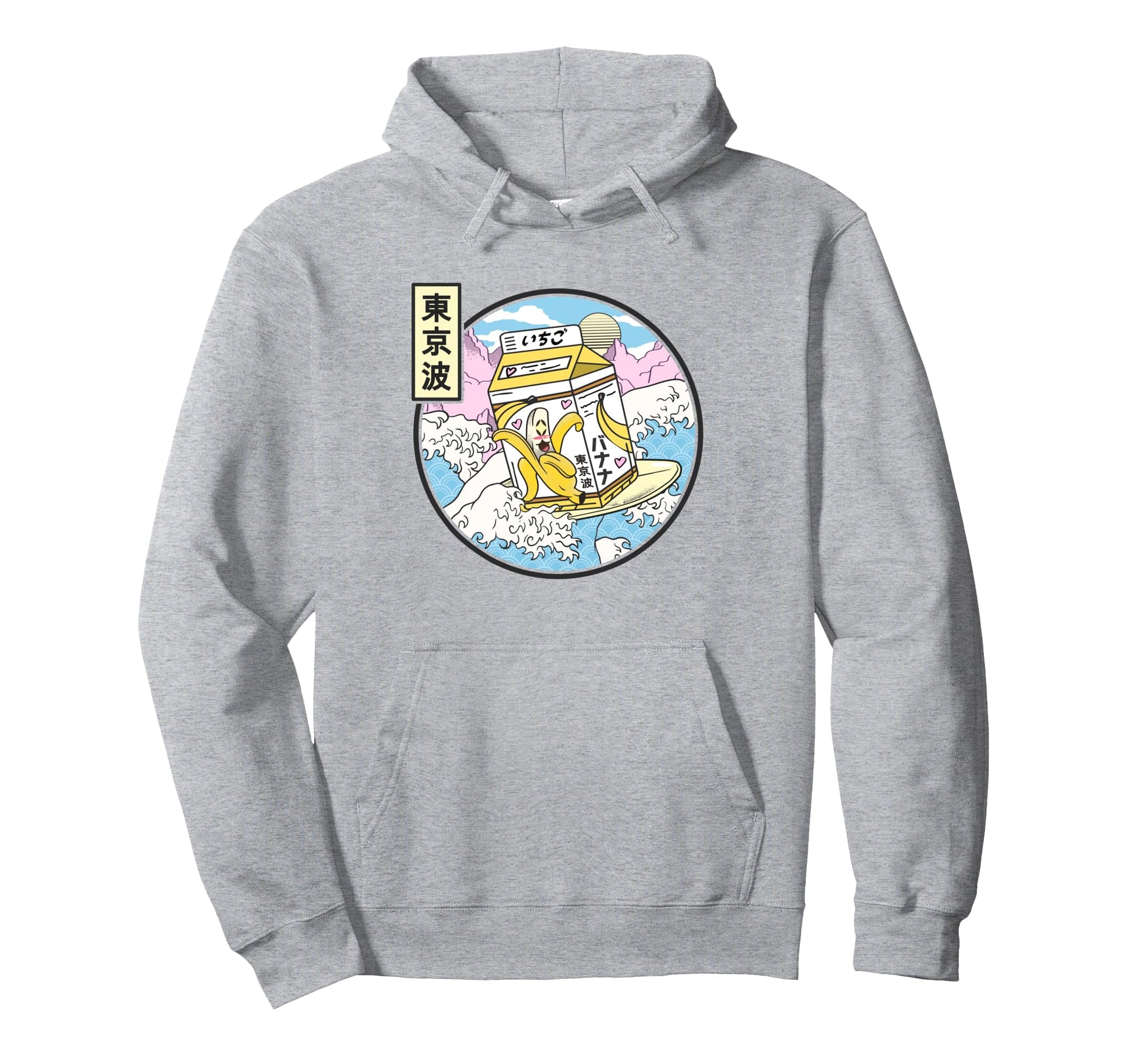 Surfing Banana Milk Carton Japan Wave Hoodie - Graphic Print Men Women - T-Shirt, Sweatshirt, Hoodie