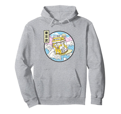 Surfing Banana Milk Carton Japan Wave Hoodie - Graphic Print Men Women - T-Shirt, Sweatshirt, Hoodie