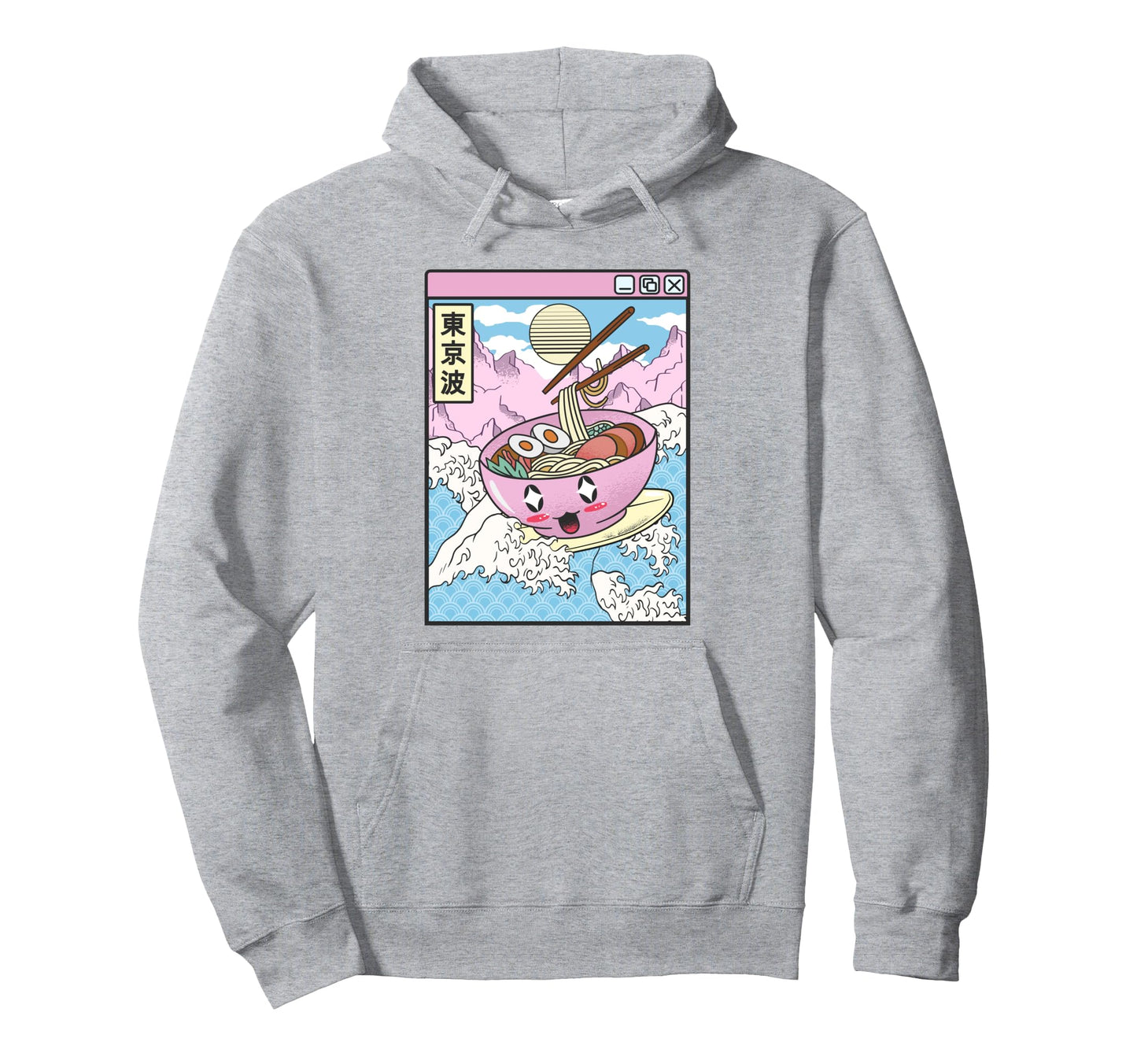 Surfing Ramen Bowl Japanese Waves Hoodie - Streetwear Style for Adults - T-Shirt, Sweatshirt, Hoodie