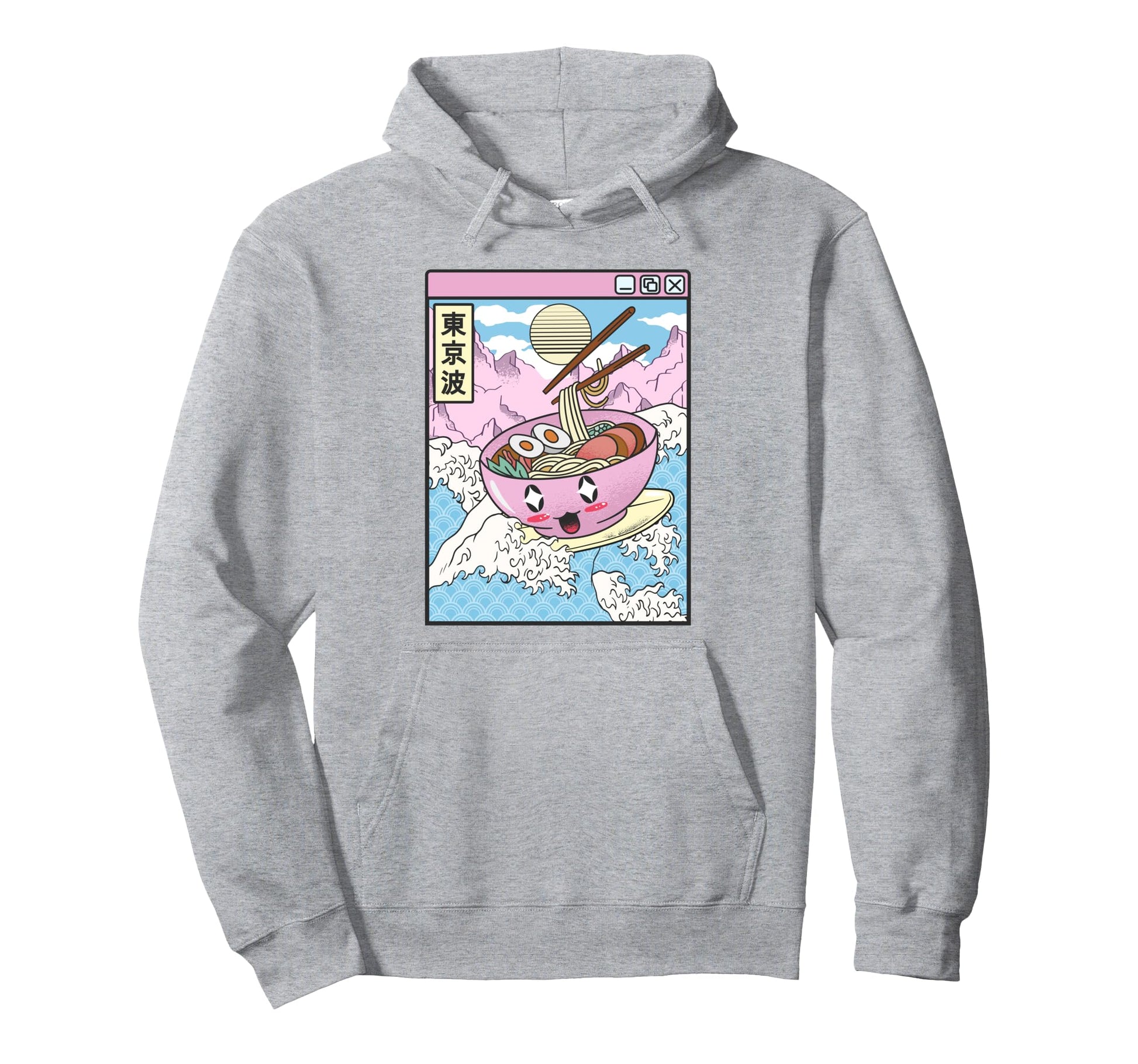 Surfing Ramen Bowl Japanese Waves Hoodie - Streetwear Style for Adults - T-Shirt, Sweatshirt, Hoodie