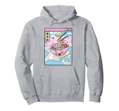 Surfing Ramen Bowl Japanese Waves Hoodie - Streetwear Style for Adults - T-Shirt, Sweatshirt, Hoodie