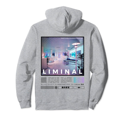 Liminal Spaces Backprint Vaporwave Hoodie - Novelty Apparel for Adults - T-Shirt, Sweatshirt, Hoodie