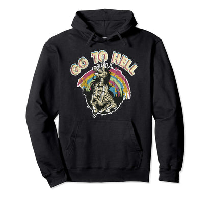 Go To Hell Death Metal Unicorn Rainbow Hoodie - Graphic Print Men Women - T-Shirt, Sweatshirt, Hoodie