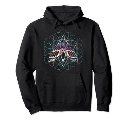 Animal Moth Insect Sacred Geometry Pagan Hoodie - Unique Graphic Men Women - T-Shirt, Sweatshirt, Hoodie