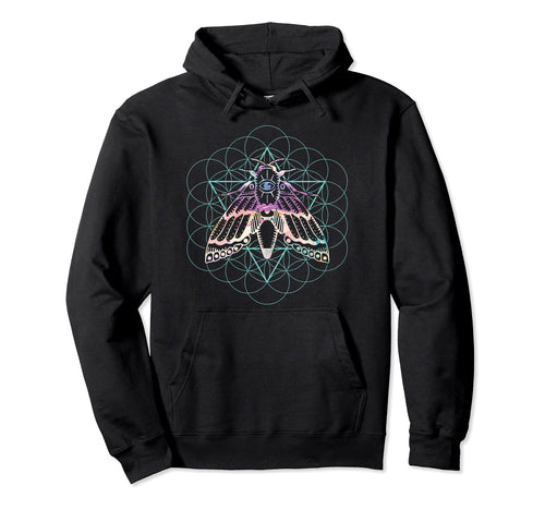 Animal Moth Insect Sacred Geometry Pagan Hoodie - Unique Graphic Men Women - T-Shirt, Sweatshirt, Hoodie