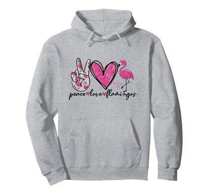 Peace Love Flamingos Hoodie - Unique Graphic Men Women - T-Shirt, Sweatshirt, Hoodie