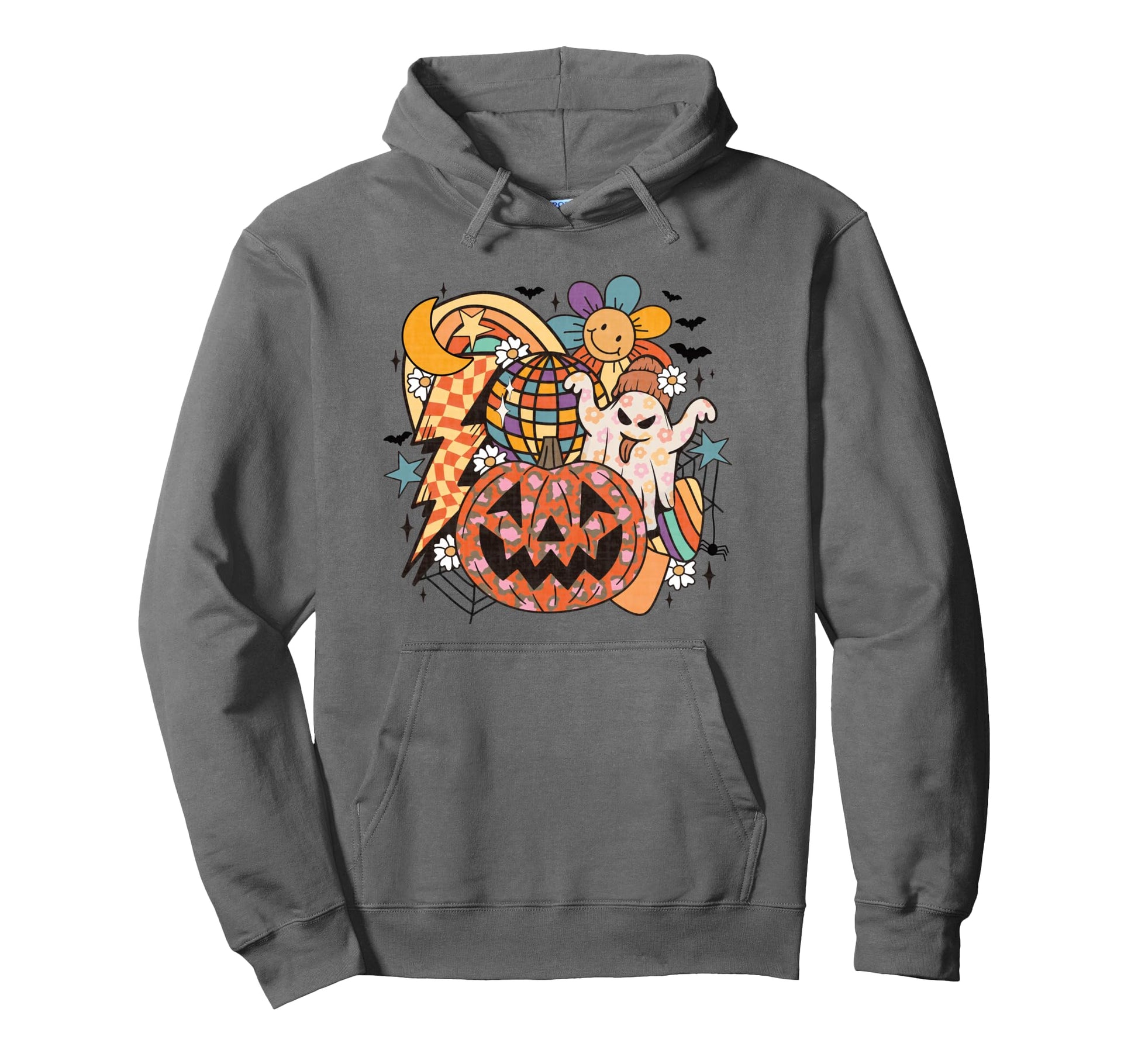 Halloween Ghost Disco Pumpkin Daisy Hoodie - Streetwear Style Unisex - T-Shirt, Sweatshirt, Hoodie