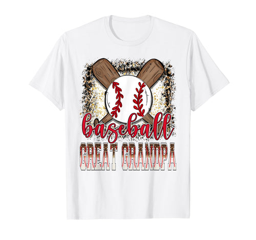 Baseball Great Grandpa Leopard Proud Ball T-Shirt - Trendy Graphic Unisex - T-Shirt, Sweatshirt, Hoodie