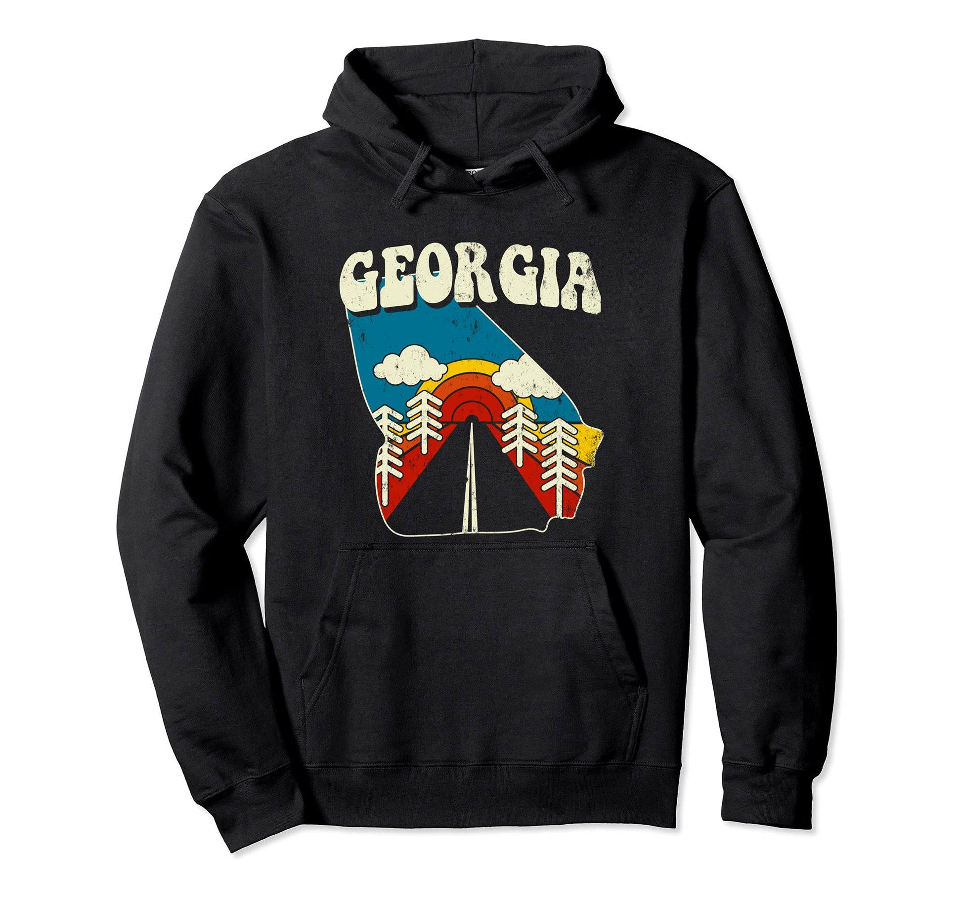 Georgia State Rainbow Hippie 70S Map Hoodie - Streetwear Style Unisex - T-Shirt, Sweatshirt, Hoodie