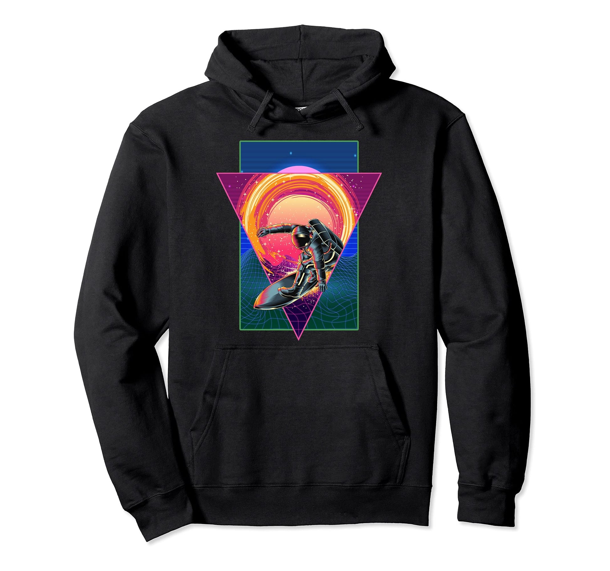Space Vaporwave 80S Art Synthwave Surf Hoodie - Graphic Print for Adults - T-Shirt, Sweatshirt, Hoodie