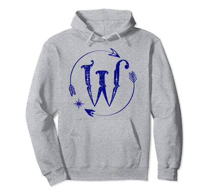 Initial W Monogram Boho Name Letter W Hoodie - Fun Novelty Design Men Women - T-Shirt, Sweatshirt, Hoodie