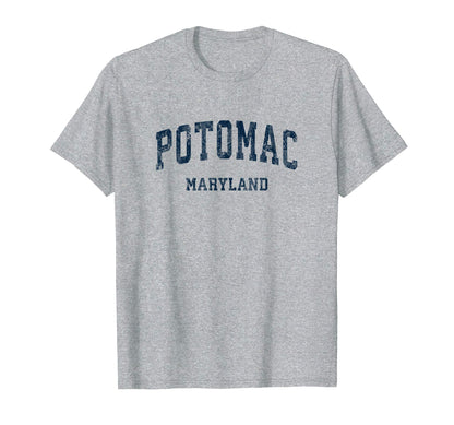 Potomac Maryland Md Varsity Sports Navy T-Shirt - Trendy Graphic for Adults - T-Shirt, Sweatshirt, Hoodie