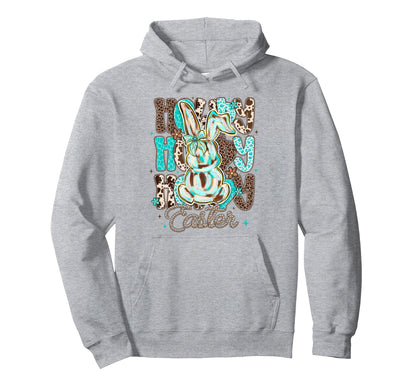 Cowhide Leopard Blue Turquoise Howdy Hoodie - Aesthetic Graphic Men Women - T-Shirt, Sweatshirt, Hoodie
