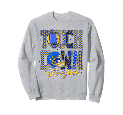 Leopard Blue Gold Checkered Sweatshirt - Custom Art Print Men Women - T-Shirt, Sweatshirt, Hoodie
