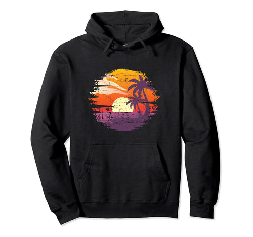 80S Vaporwave Aesthetic Tropical Sunset Hoodie - Fun Novelty Design Unisex - T-Shirt, Sweatshirt, Hoodie