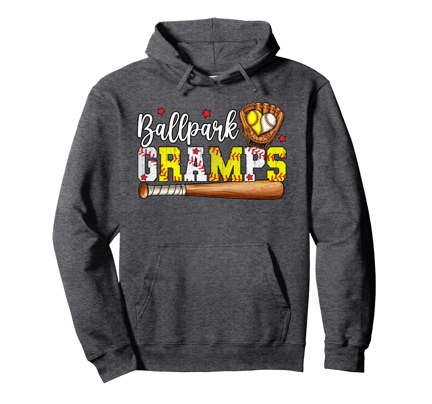 Ballpark Gramps Softball Gramps Hoodie - Fun Novelty Design for Adults - T-Shirt, Sweatshirt, Hoodie