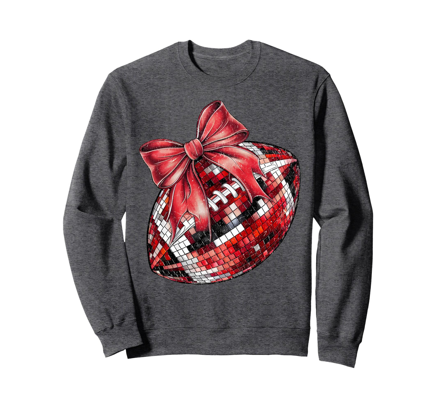 Girly Coquette Football Bow Sweatshirt - Casual Everyday Wear for Adults - T-Shirt, Sweatshirt, Hoodie