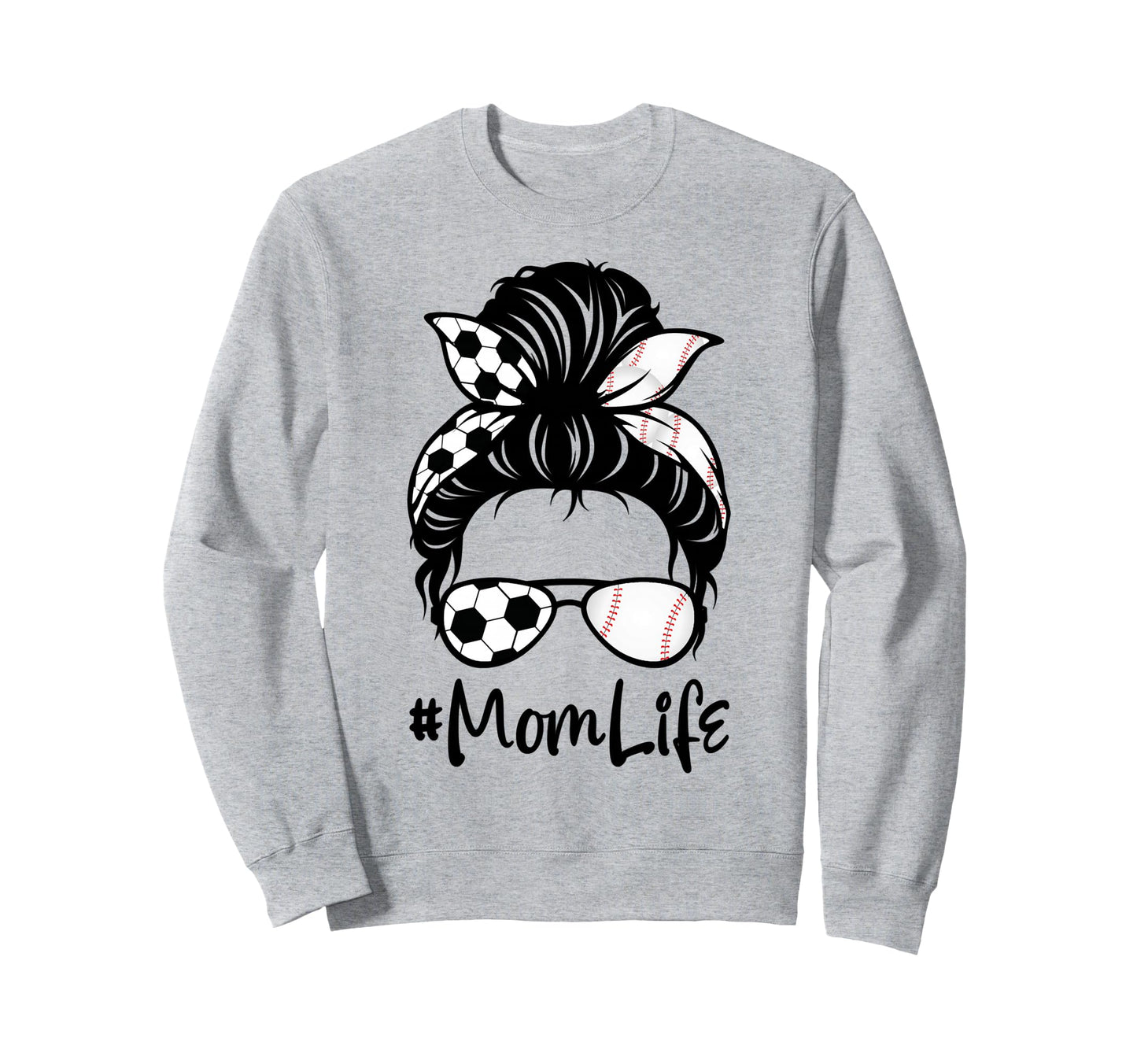 Womens Mom Life Soccer Messy Bun Sweatshirt - Aesthetic Graphic Men Women - T-Shirt, Sweatshirt, Hoodie