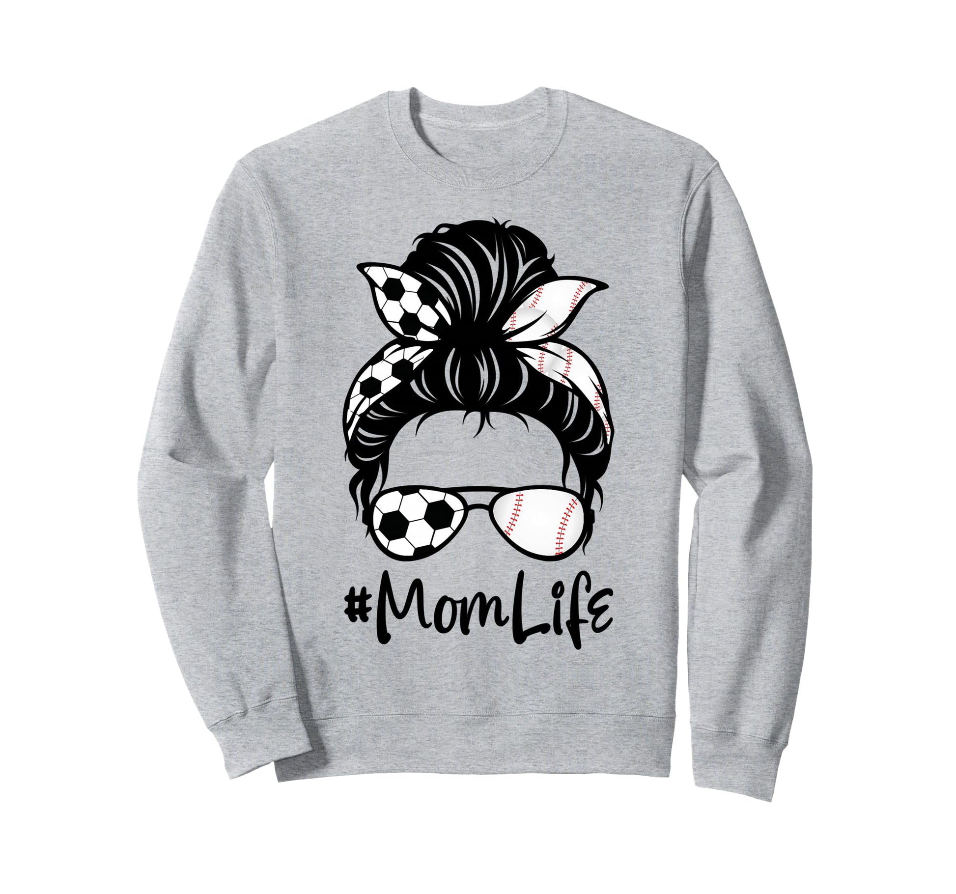 Womens Mom Life Soccer Messy Bun Sweatshirt - Aesthetic Graphic Men Women - T-Shirt, Sweatshirt, Hoodie