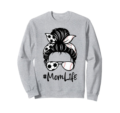 Womens Mom Life Soccer Messy Bun Sweatshirt - Aesthetic Graphic Men Women - T-Shirt, Sweatshirt, Hoodie