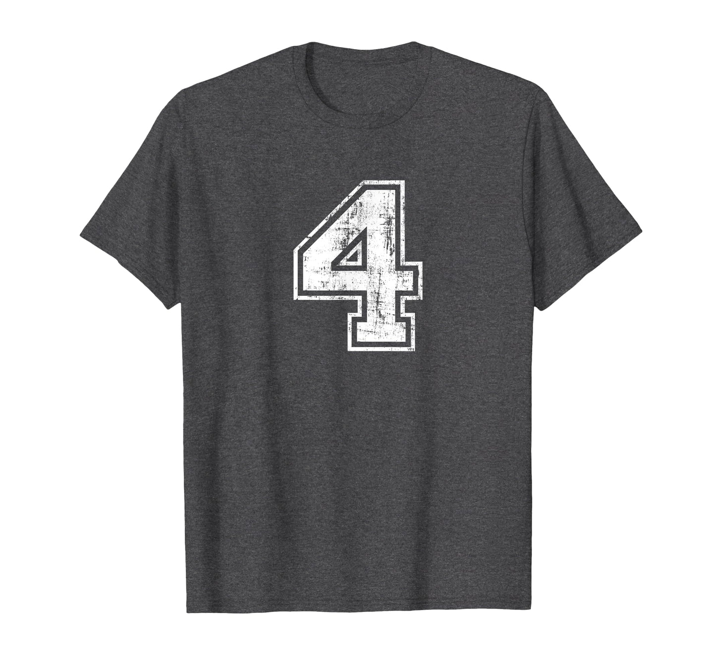 Number 4 Four Varsity Distressed Sport Team T-Shirt - Graphic Print Unisex - T-Shirt, Sweatshirt, Hoodie