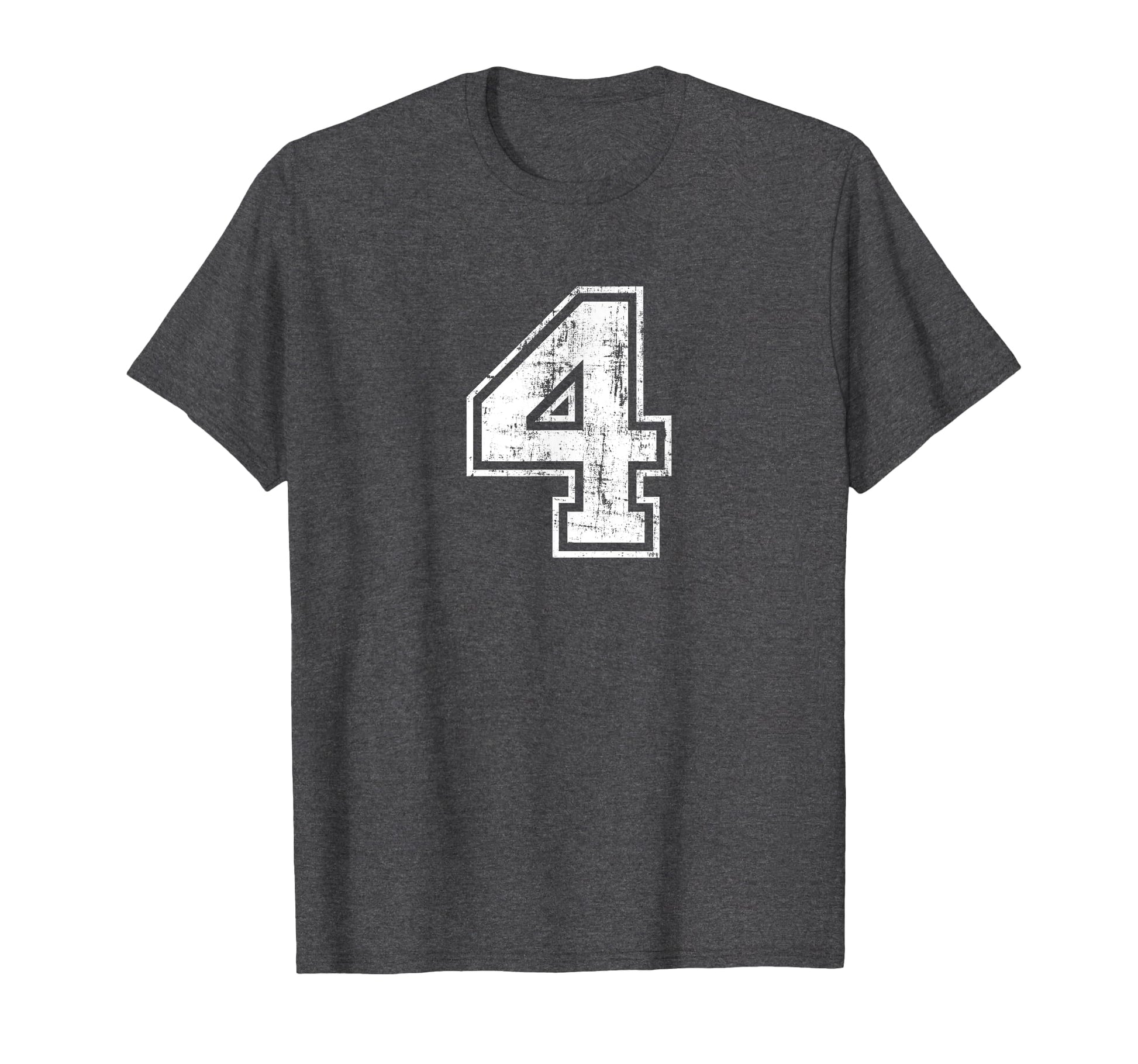 Number 4 Four Varsity Distressed Sport Team T-Shirt - Graphic Print Unisex - T-Shirt, Sweatshirt, Hoodie