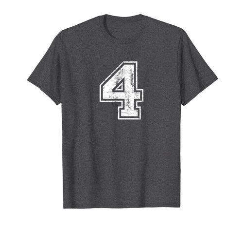 Number 4 Four Varsity Distressed Sport Team T-Shirt - Graphic Print Unisex - T-Shirt, Sweatshirt, Hoodie
