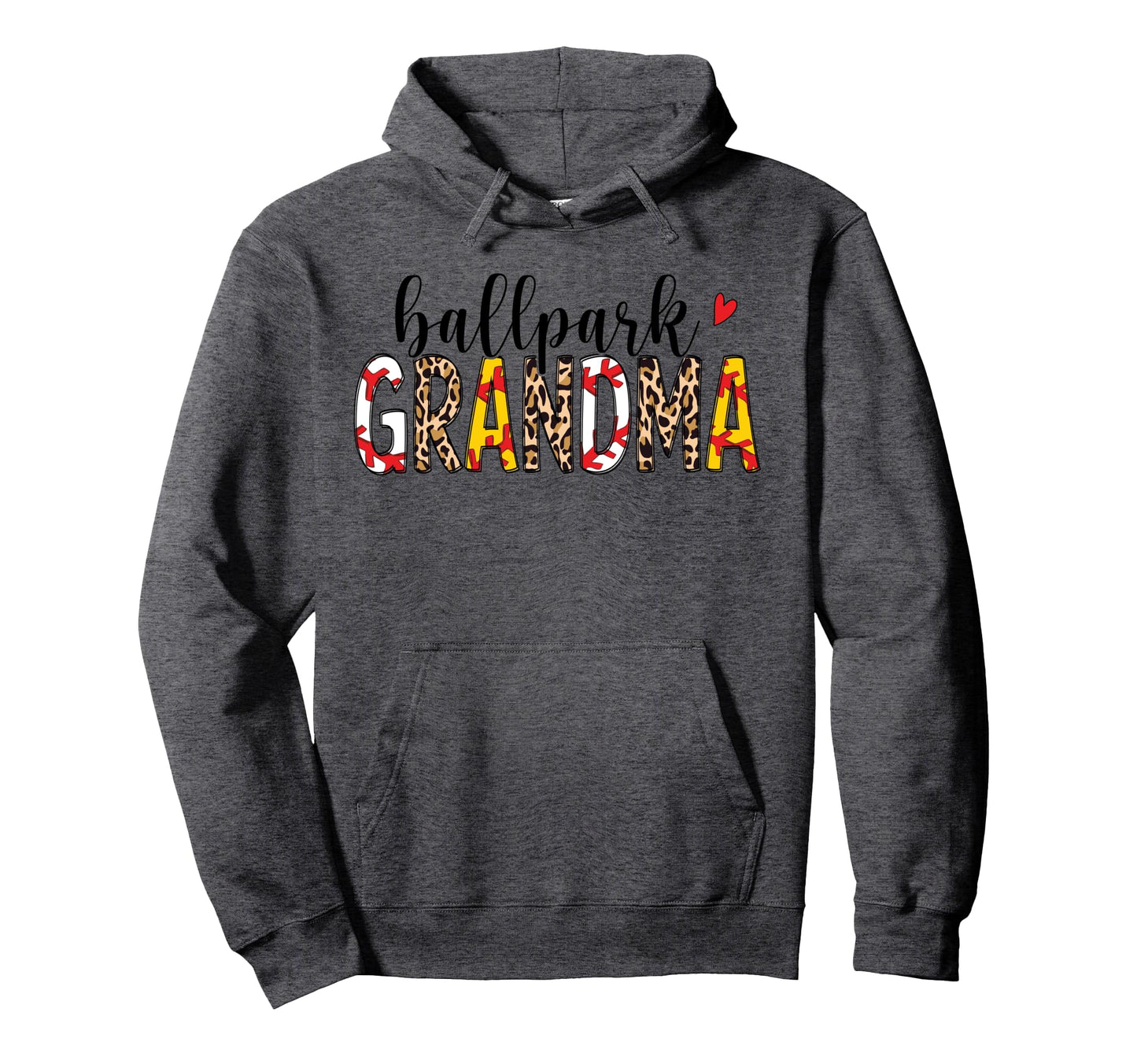 Leopard Ballpark Grandma Baseball Hoodie - Trendy Graphic for Adults - T-Shirt, Sweatshirt, Hoodie