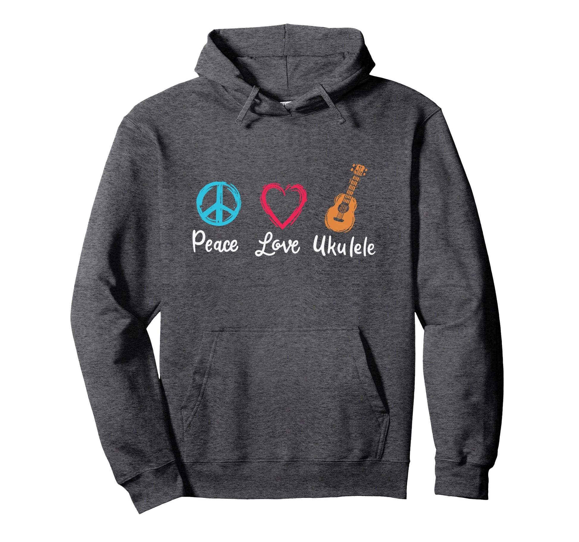Peace Love Ukulele Hoodie - Minimalist Print Unisex - T-Shirt, Sweatshirt, Hoodie