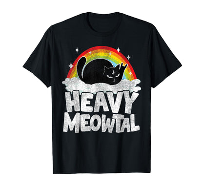 Heavy Meowtal Cat Rainbow Satanic T-Shirt - Novelty Apparel Men Women - T-Shirt, Sweatshirt, Hoodie