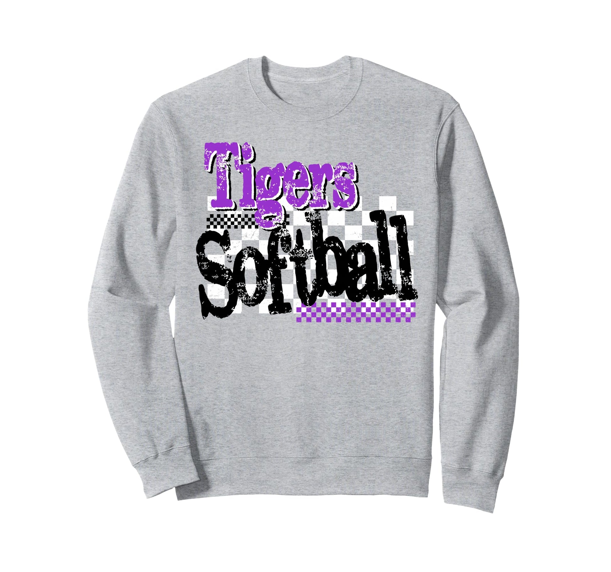 Tigers Softball Mom Purple Tiger Sweatshirt - Graphic Print Men Women - T-Shirt, Sweatshirt, Hoodie
