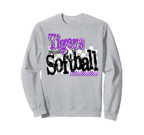Tigers Softball Mom Purple Tiger Sweatshirt - Graphic Print Men Women - T-Shirt, Sweatshirt, Hoodie
