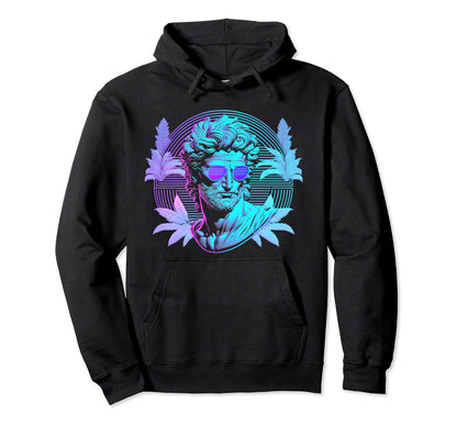 Greek Statue Vaporwave Retrowave Hoodie - Fun Novelty Design for Adults - T-Shirt, Sweatshirt, Hoodie