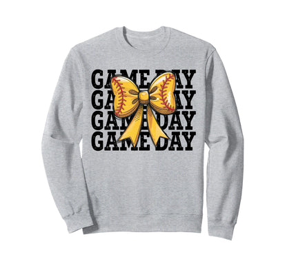 Softball Game Day Coquette Bow Sweatshirt - Aesthetic Graphic Unisex - T-Shirt, Sweatshirt, Hoodie