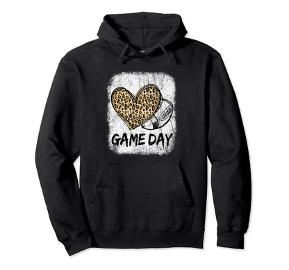 Game Day Leopard Heart American Hoodie - Unique Graphic for Adults - T-Shirt, Sweatshirt, Hoodie
