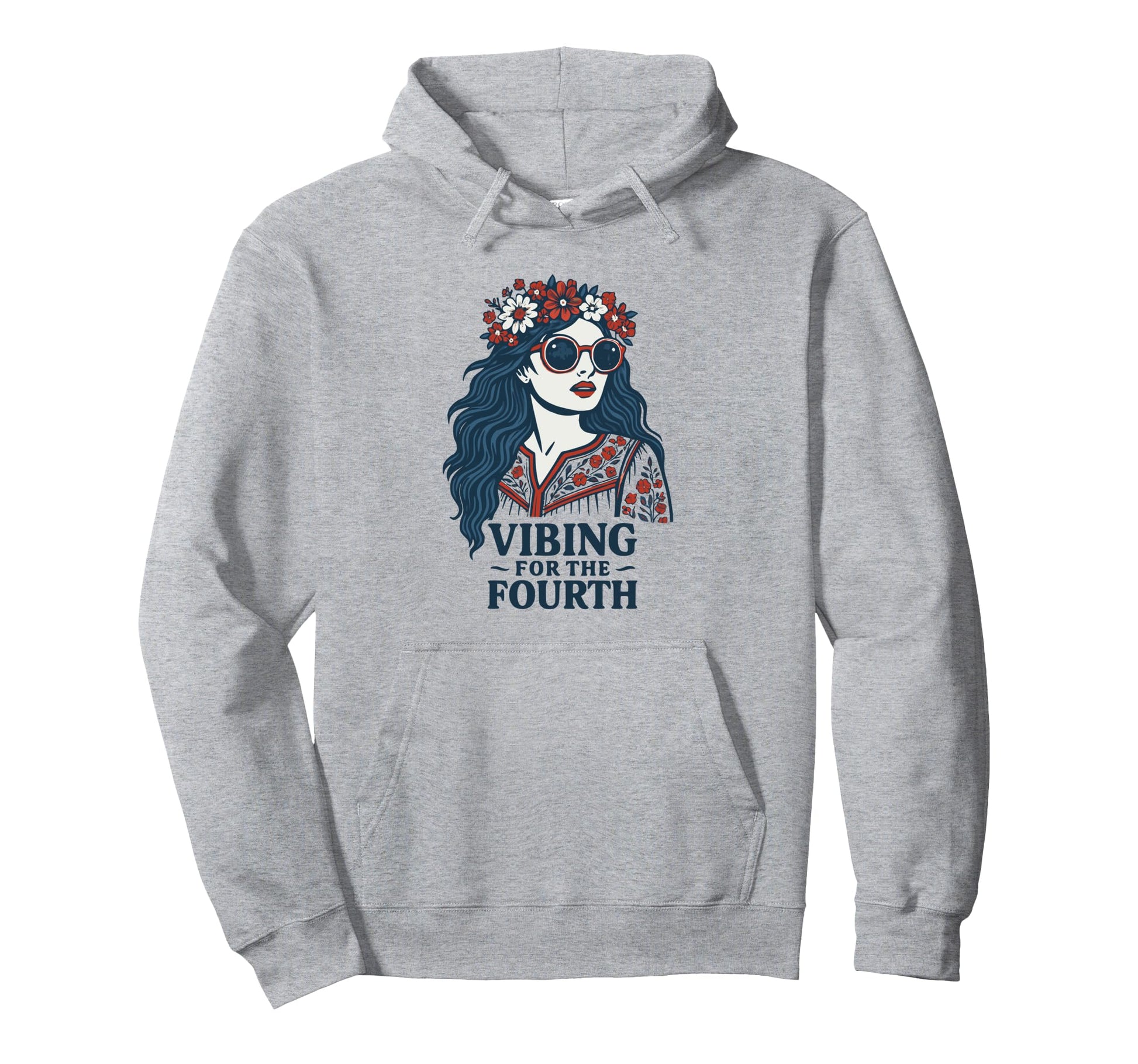 Vibing Fourth 4Th July Hoodie - Minimalist Print for Adults - T-Shirt, Sweatshirt, Hoodie