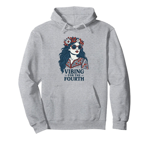 Vibing Fourth 4Th July Hoodie - Minimalist Print for Adults - T-Shirt, Sweatshirt, Hoodie